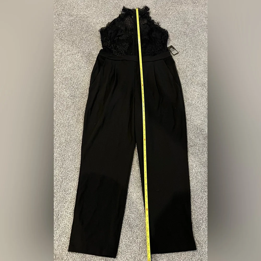 NWT EXPRESS Lace Halter Black Jumpsuit - Picture 9 of 11